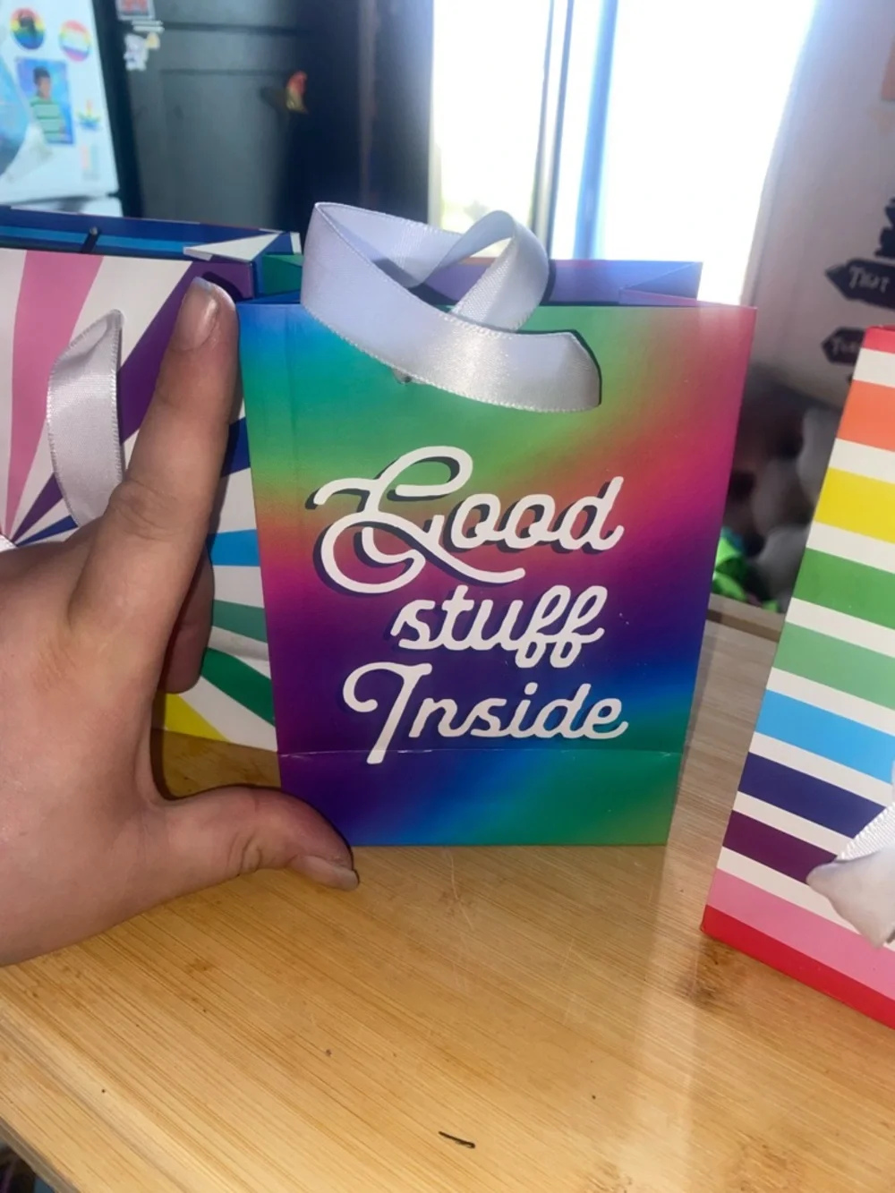 Rainbow Stripe Gift Bags - Multicolor Party Favor Bags